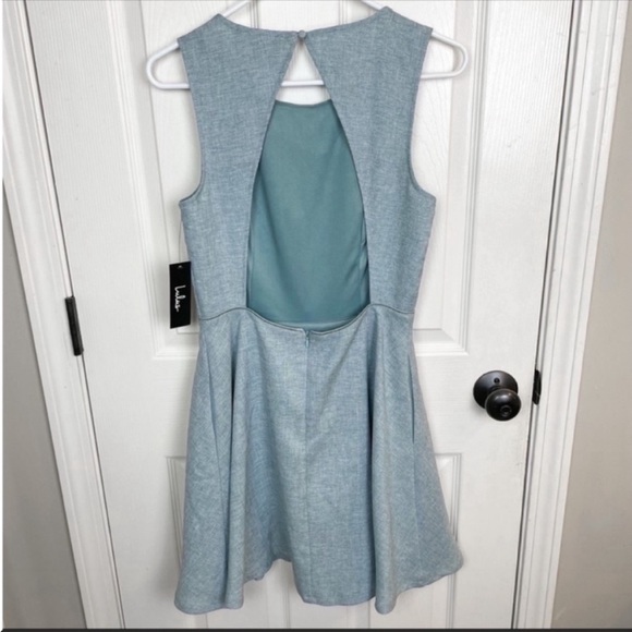 {SOLD} NWT LULUS A Line Dress Blue Short Mini Medium Open Back Formal New - Picture 7 of 9